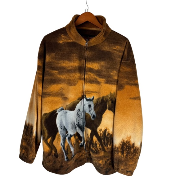 Trail Crest Men's 360 Horse Print Full Zip Fleece Jacket Sz 2XL - Picture 5 of 10
